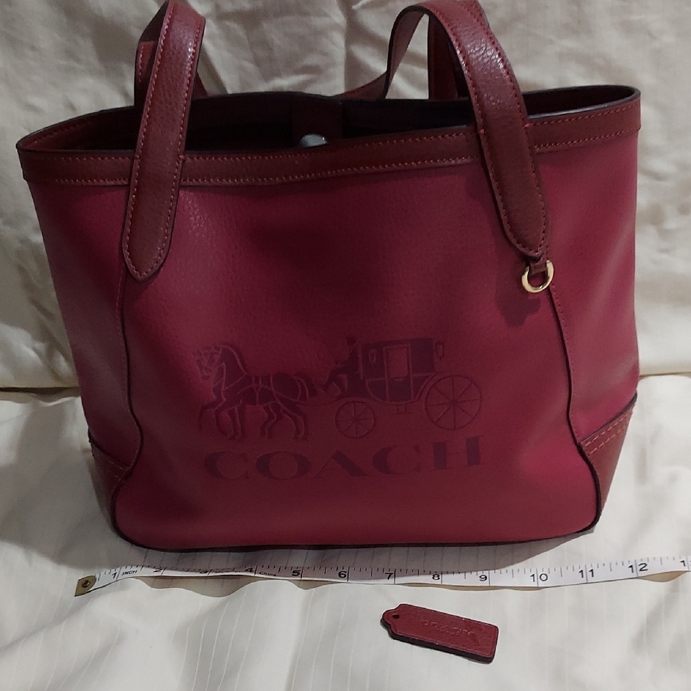 Coach Red/Pink Leather Tote Bag